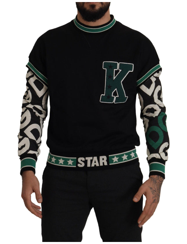Dolce & Gabbana Black Green Cotton KING Star Crewneck Pullover Sweater - Ellie Belle