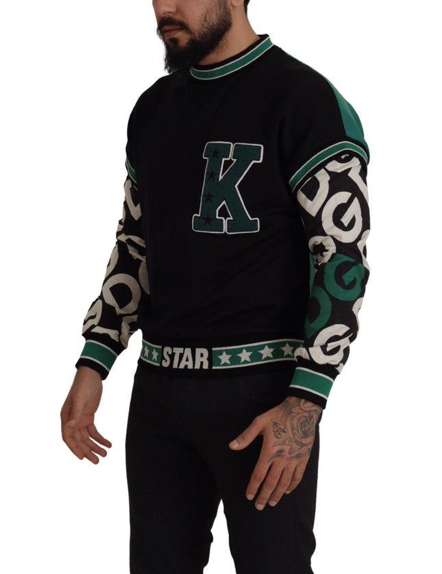 Dolce & Gabbana Black Green Cotton KING Star Crewneck Pullover Sweater - Ellie Belle