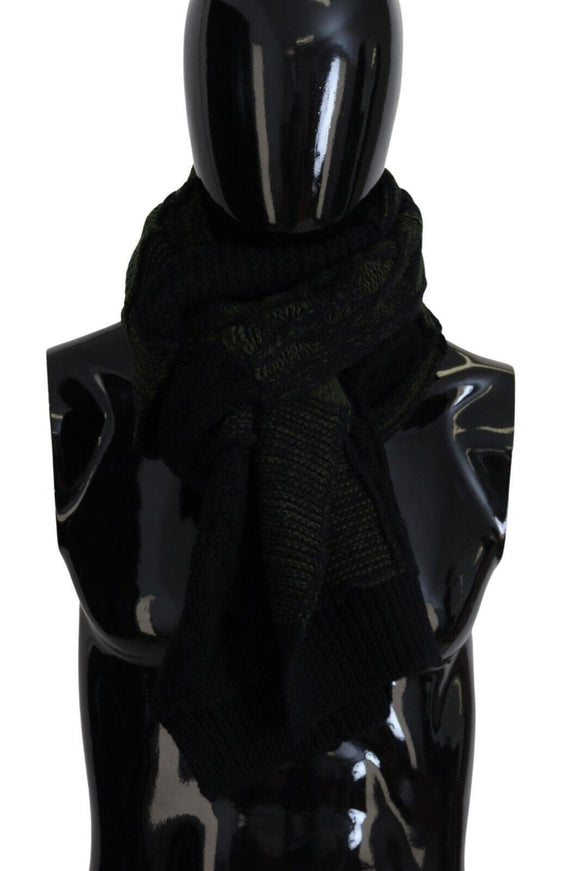 Dolce & Gabbana Black Green Knitted Men Neck Wrap Shawl Scarf - Ellie Belle