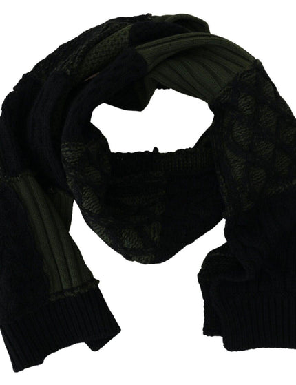 Dolce & Gabbana Black Green Knitted Men Neck Wrap Shawl Scarf - Ellie Belle