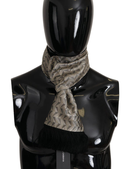 Dolce & Gabbana Black Grey Geometric Patterned Shawl Fringe - Ellie Belle