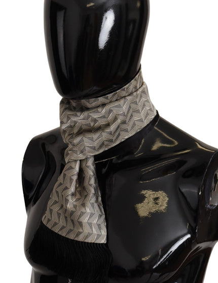 Dolce & Gabbana Black Grey Geometric Patterned Shawl Fringe - Ellie Belle