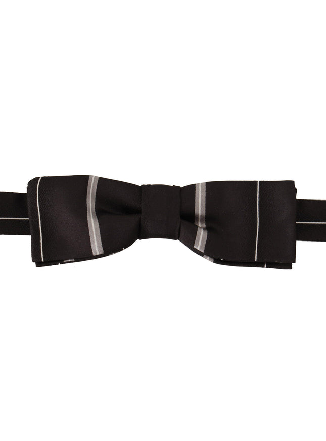 Dolce & Gabbana Black Grey Lining 100% Silk Neck Papillon Tie - Ellie Belle