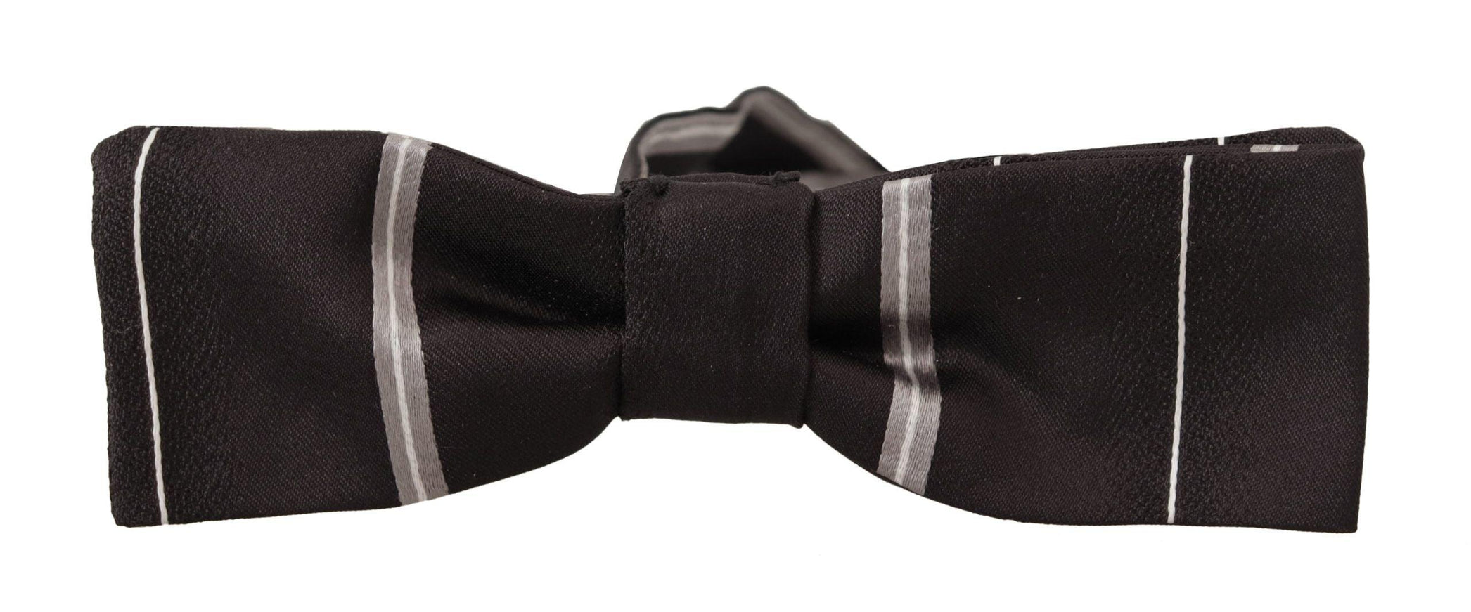 Dolce & Gabbana Black Grey Lining 100% Silk Neck Papillon Tie - Ellie Belle