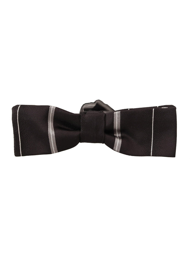Dolce & Gabbana Black Grey Lining 100% Silk Neck Papillon Tie - Ellie Belle