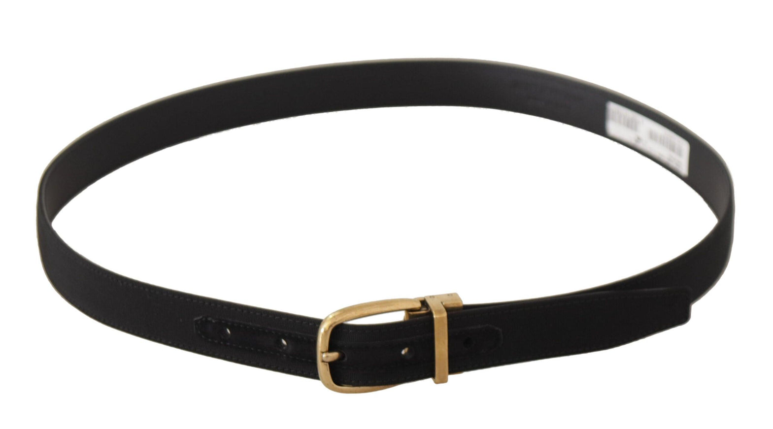 Dolce & Gabbana Black Grosgrain Canvas Gold Metal Buckle Belt - Ellie Belle