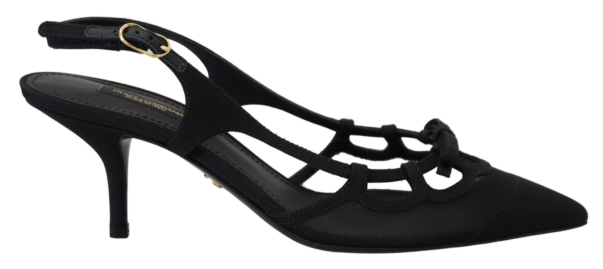 Dolce & Gabbana Black Heels Slingbacks Heels Mesh Shoes - Ellie Belle