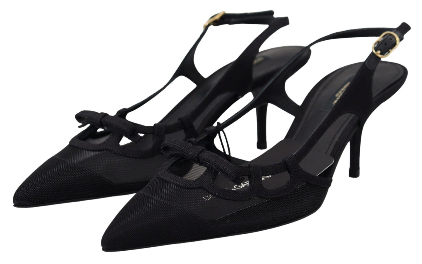 Dolce & Gabbana Black Heels Slingbacks Heels Mesh Shoes - Ellie Belle