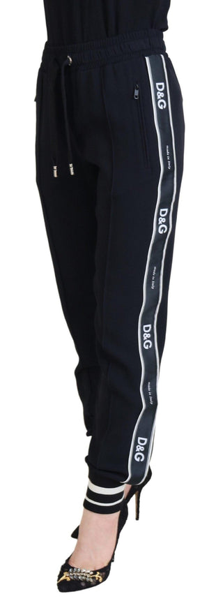 Dolce & Gabbana Black High Waist Jogger Viscose Pants - Ellie Belle