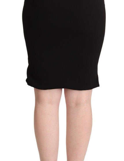 Dolce & Gabbana Black High Waist Knee Length Pencil Cut Skirt - Ellie Belle