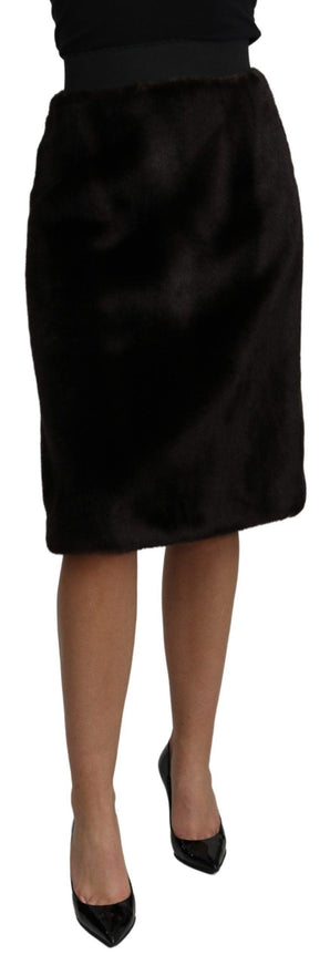 Dolce & Gabbana Black High Waist Pencil Cut Knee Length Skirt