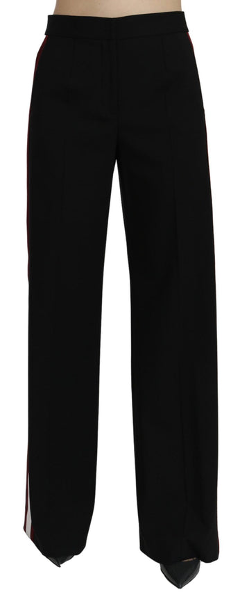 Dolce & Gabbana Black High Waist Straight Virgin Wool Pants