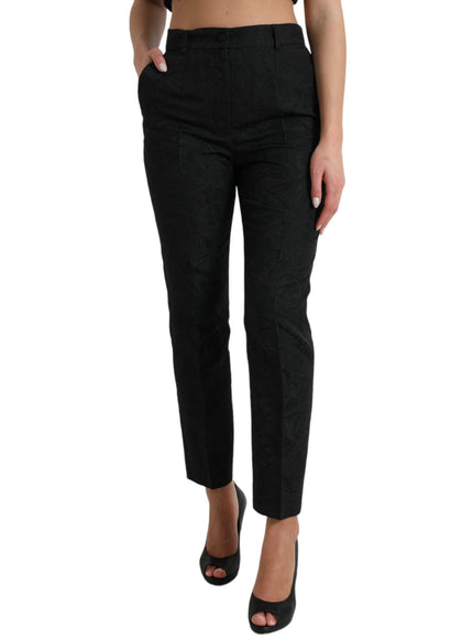 Dolce & Gabbana Black Polyester High Waist Tapered Pants - Ellie Belle