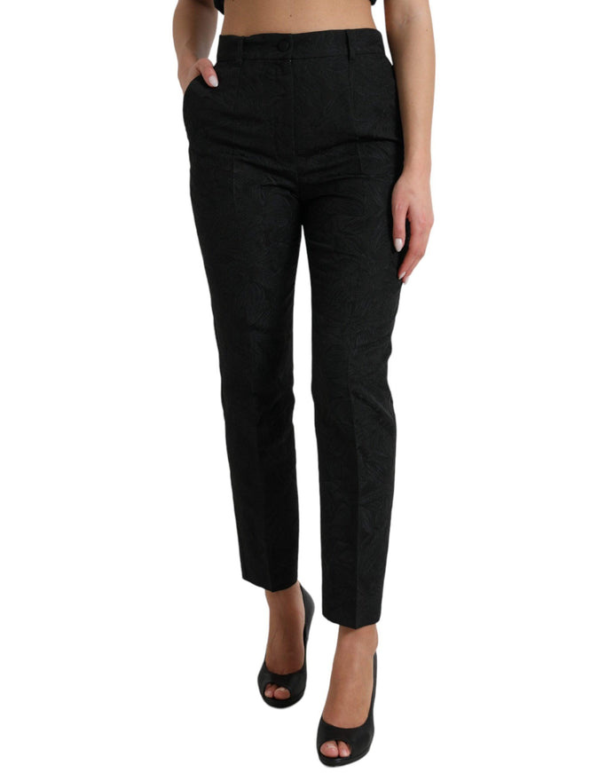 Dolce & Gabbana Black Polyester High Waist Tapered Pants - Ellie Belle