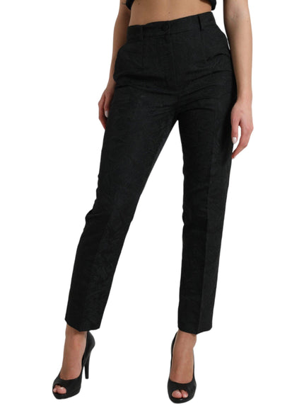 Dolce & Gabbana Black Polyester High Waist Tapered Pants - Ellie Belle