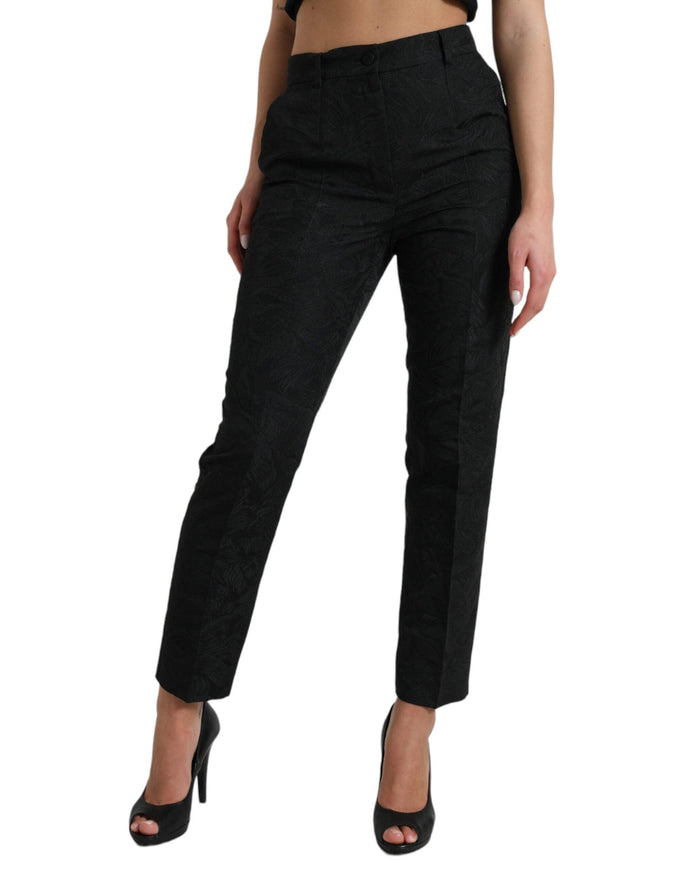 Dolce & Gabbana Black Polyester High Waist Tapered Pants - Ellie Belle