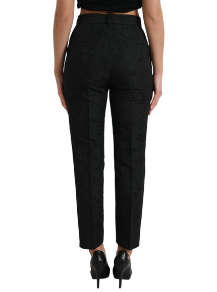 Dolce & Gabbana Black Polyester High Waist Tapered Pants - Ellie Belle