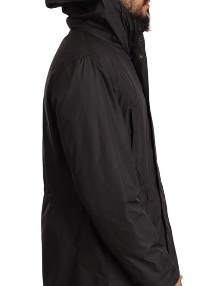 Dolce & Gabbana Black Hooded Mens Trench Coat Jacket - Ellie Belle