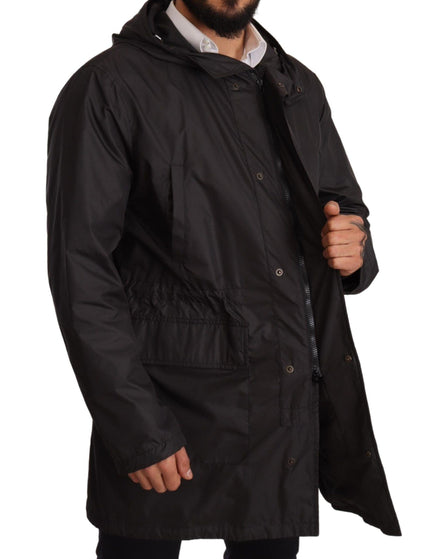 Dolce & Gabbana Black Hooded Mens Trench Coat Jacket - Ellie Belle