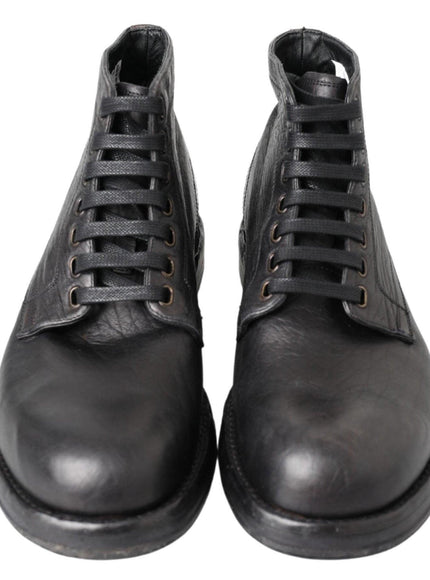 Dolce & Gabbana Black Horse Leather Perugino Boots