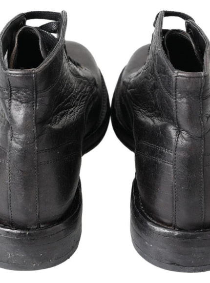 Dolce & Gabbana Black Horse Leather Perugino Boots - Ellie Belle