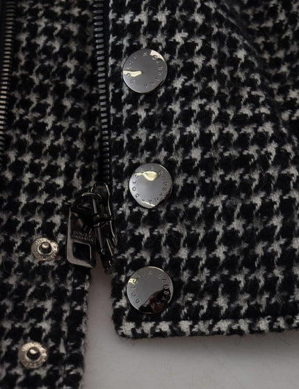 Dolce & Gabbana Black Houndstooth Polyester Bomber Jacket - Ellie Belle