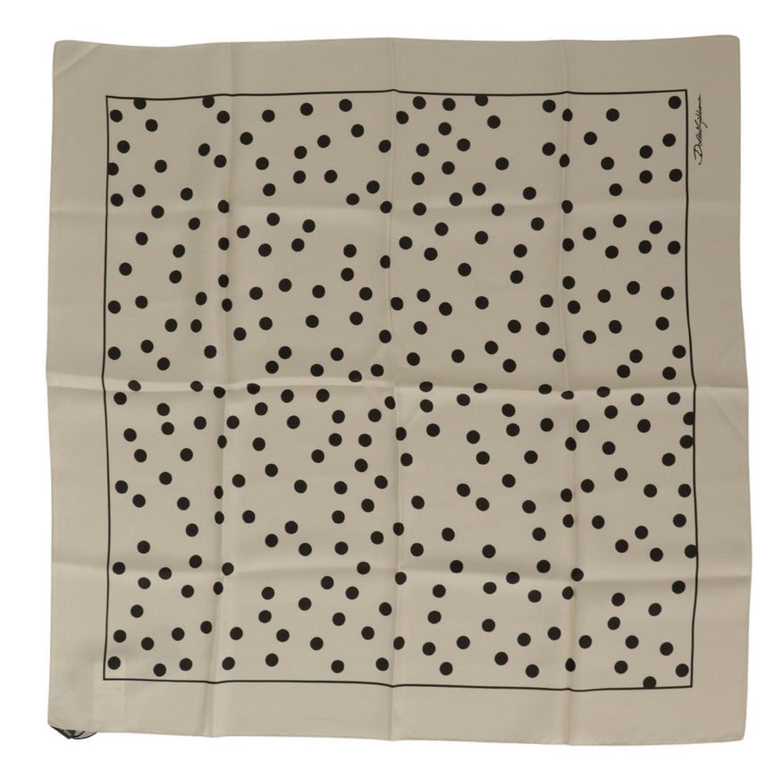 Dolce & Gabbana Black Ivory Polka Dots Square Handkerchief Scarf - Ellie Belle