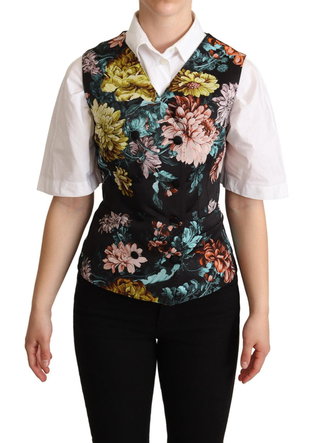 Dolce & Gabbana Black Jacquard Floral Waistcoat Vest - Ellie Belle