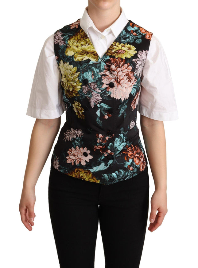 Dolce & Gabbana Black Jacquard Floral Waistcoat Vest - Ellie Belle