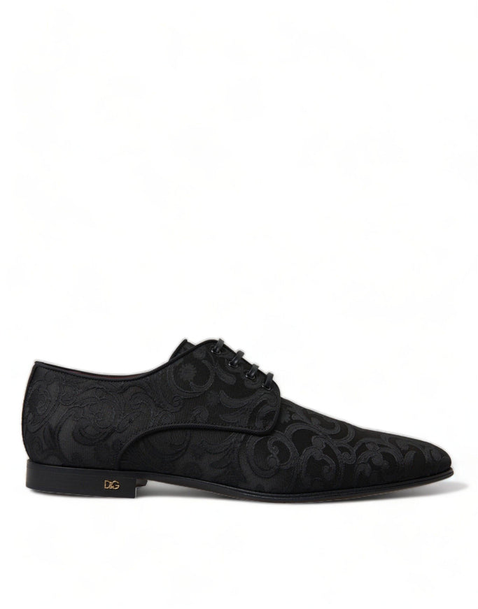 Dolce & Gabbana Black Jacquard Lace Up Derby Dress Shoes - Ellie Belle