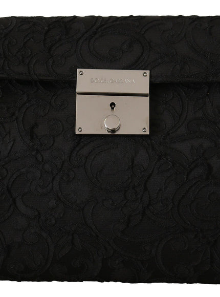 Dolce & Gabbana Black Jacquard Leather Document Briefcase Bag - Ellie Belle