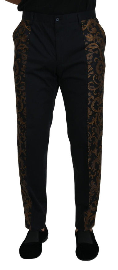 Dolce & Gabbana Black Jacquard Men Cotton Pants - Ellie Belle