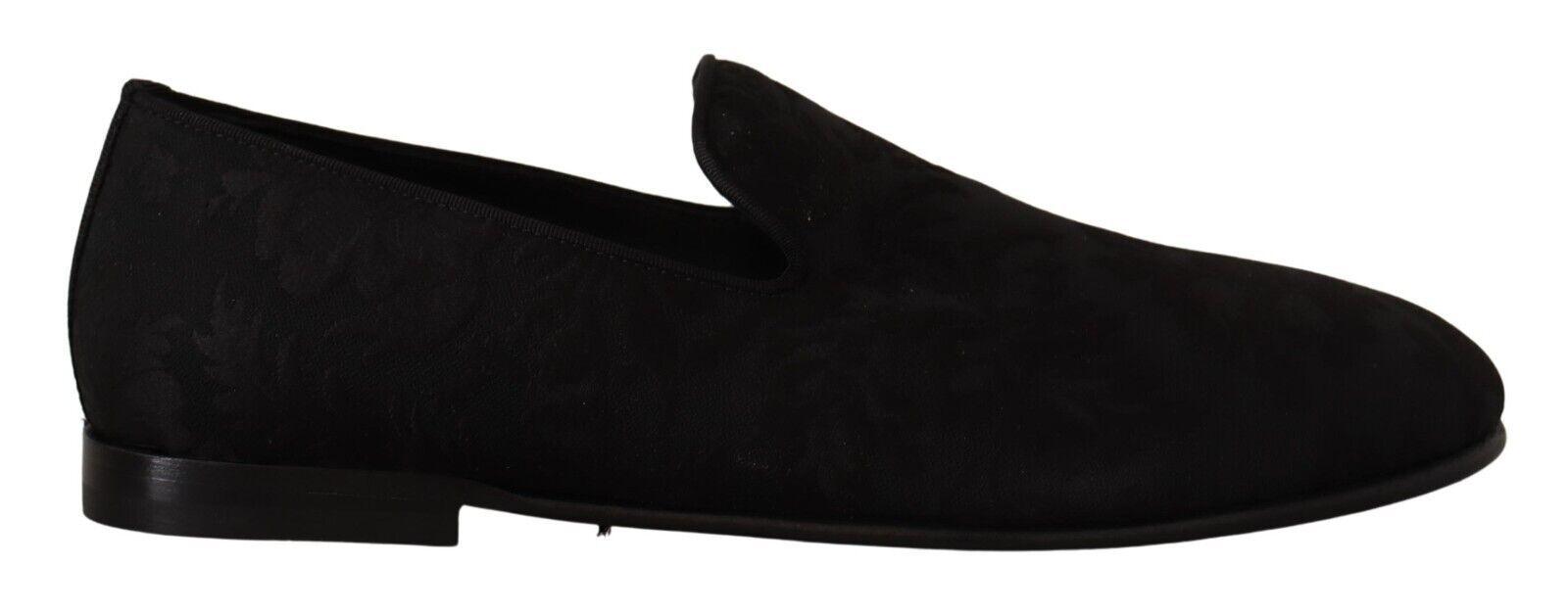 Dolce & Gabbana Black Jacquard Slippers Flats Loafers Shoes - Ellie Belle