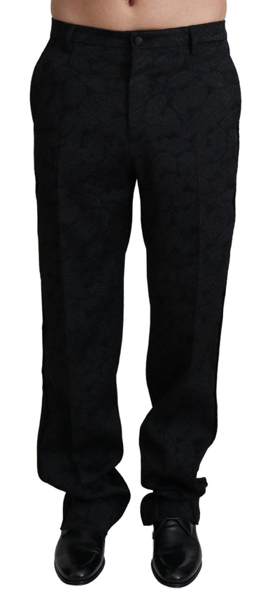 Dolce & Gabbana Black Jaquard Formal Men Trouser Pants - Ellie Belle