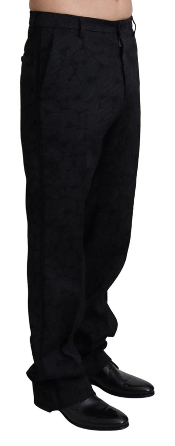 Dolce & Gabbana Black Jaquard Formal Men Trouser Pants - Ellie Belle