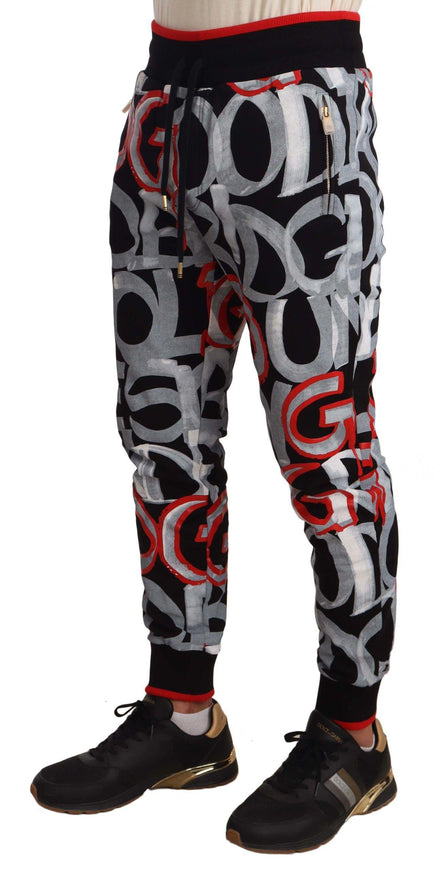 Dolce & Gabbana Black Joggers Cotton Graffiti Print Pants - Ellie Belle