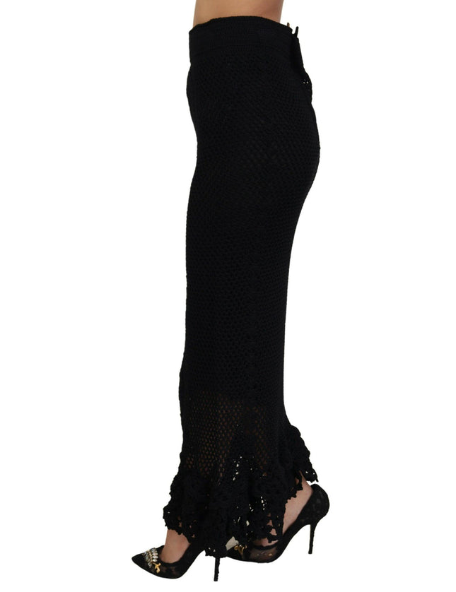 Dolce & Gabbana Black Knitted Cotton High Waist Mermaid Skirt - Ellie Belle