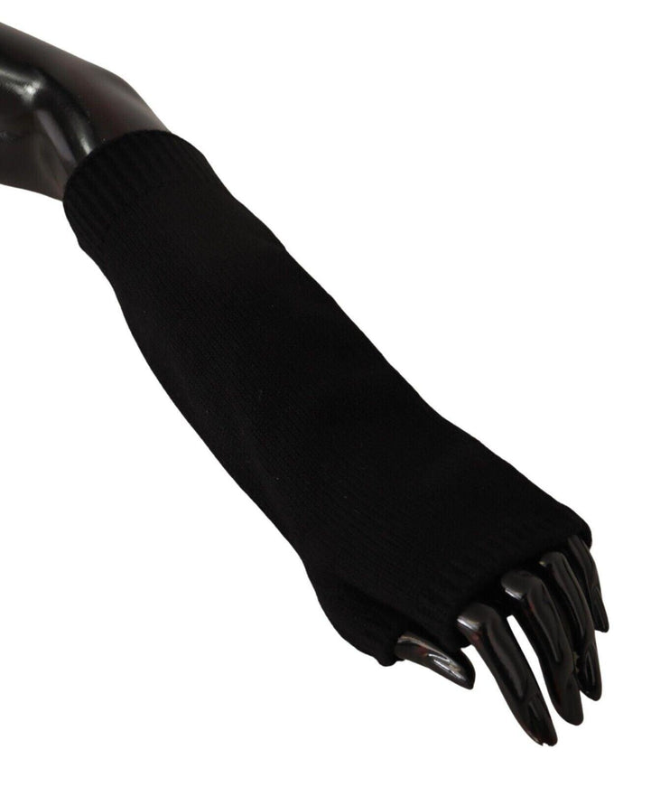 Dolce & Gabbana Black Knitted Fingerless Elbow Length Gloves - Ellie Belle