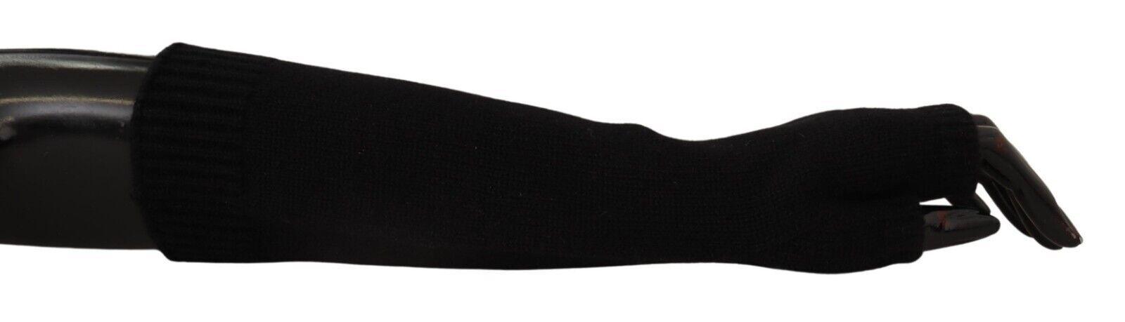 Dolce & Gabbana Black Knitted Fingerless Elbow Length Gloves - Ellie Belle