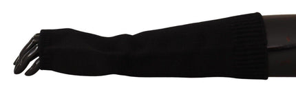 Dolce & Gabbana Black Knitted Fingerless Elbow Length Gloves - Ellie Belle