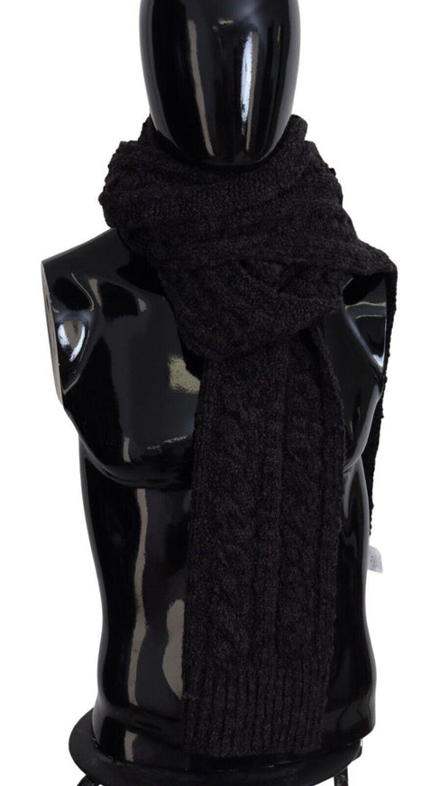 Dolce & Gabbana Black Knitted Men Neck Warm Shawl Scarf - Ellie Belle