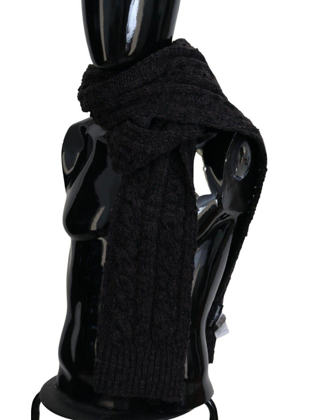 Dolce & Gabbana Black Knitted Men Neck Warm Shawl Scarf - Ellie Belle
