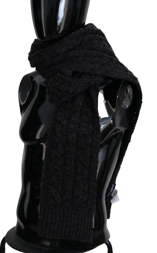 Dolce & Gabbana Black Knitted Men Neck Warm Shawl Scarf - Ellie Belle