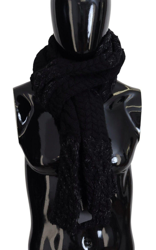 Dolce & Gabbana Black Knitted Men Neck Wrap Shawl Scarf - Ellie Belle