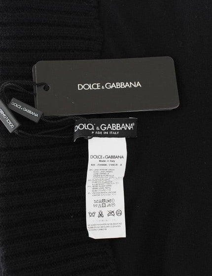 Dolce & Gabbana Black Knitted Sequin Hood Scarf Hat - Ellie Belle