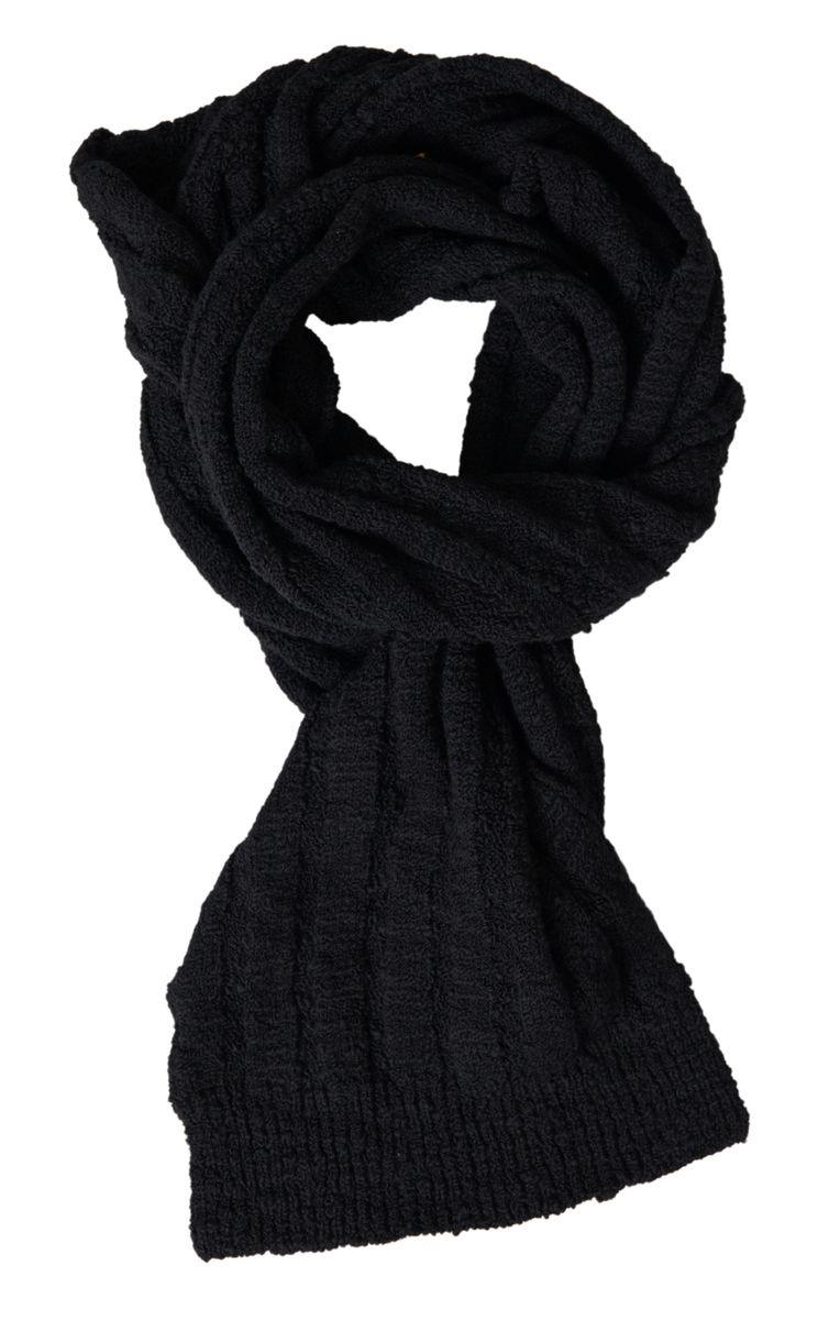 Dolce & Gabbana Black Knitted Wool Neck Wrap Shawl Scarf - Ellie Belle