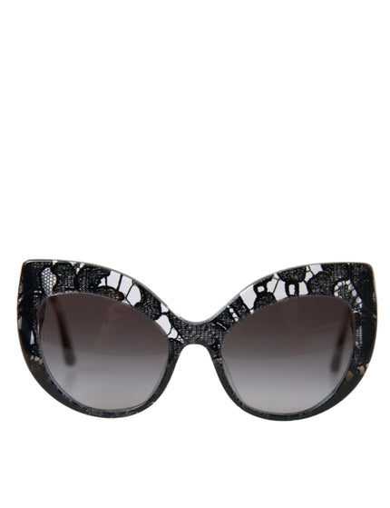 Dolce & Gabbana Black Lace Acetate Cat Eye Gray Lens DG4321F Sunglasses - Ellie Belle