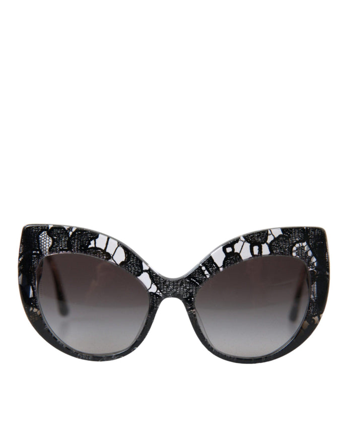 Dolce & Gabbana Black Lace Acetate Cat Eye Gray Lens DG4321F Sunglasses - Ellie Belle