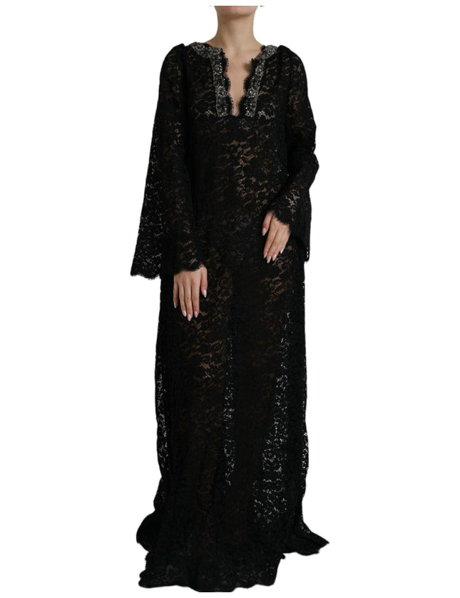 Dolce & Gabbana Black Lace Crystal Embellished Shift Dress - Ellie Belle