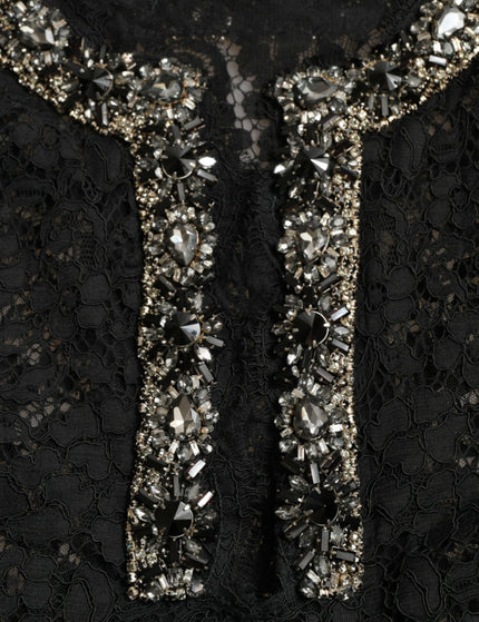 Dolce & Gabbana Black Lace Crystal Embellished Shift Dress - Ellie Belle